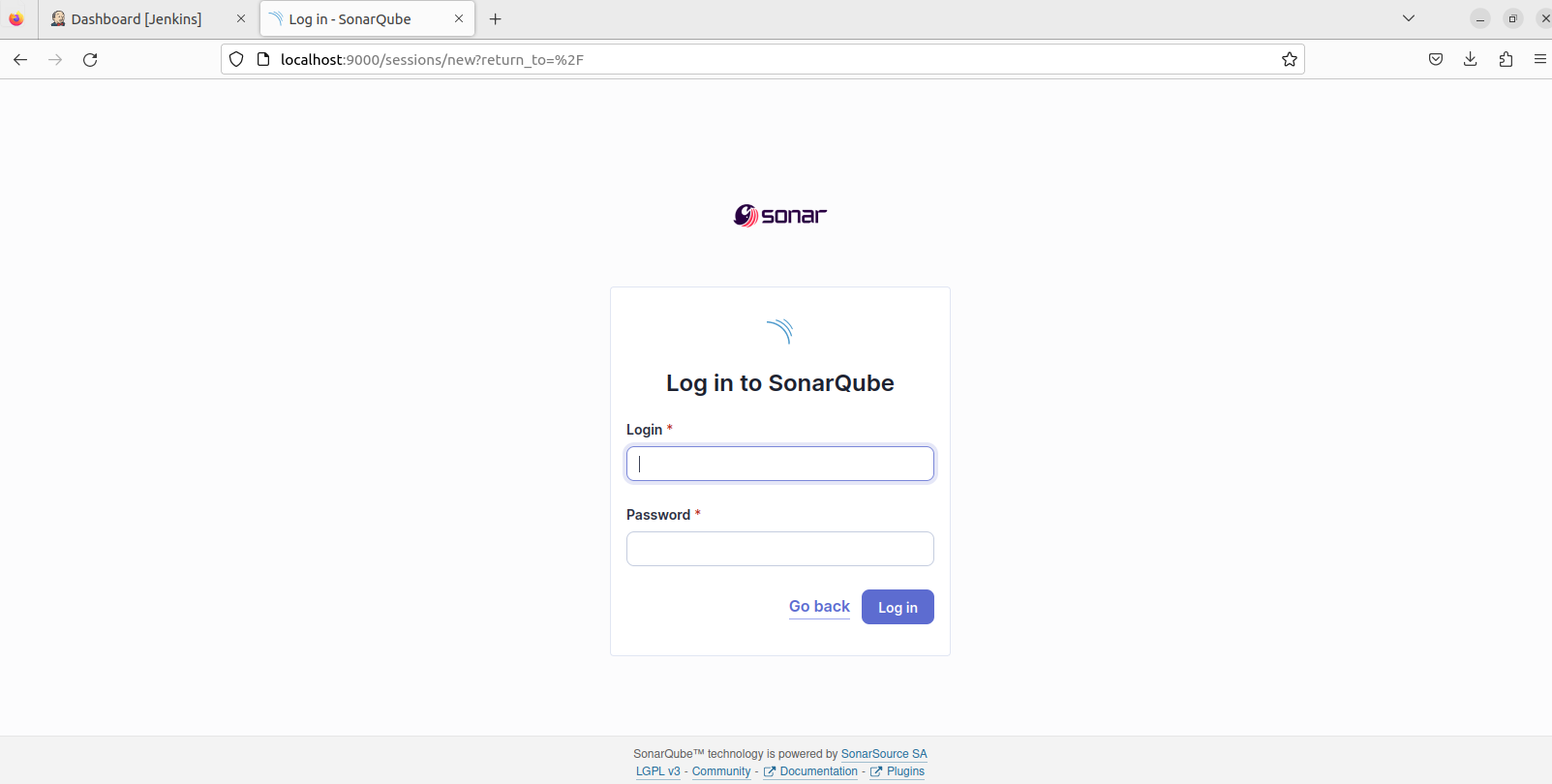 SonarQube login